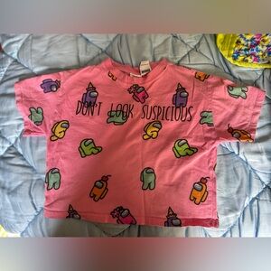 Rare Zara Pink Among Us Short Sleeve Shirt Size 10 GUC